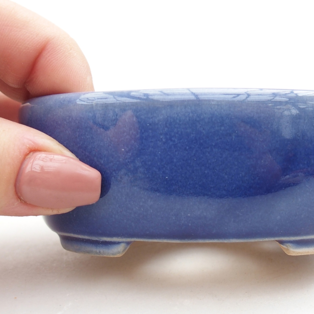 kerámia bonsai tál 9 x 7,5 x 3,5 cm, kék színben