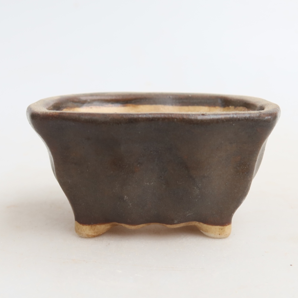 kerámia bonsai tál 7 x 7 x 3,5 cm, barna