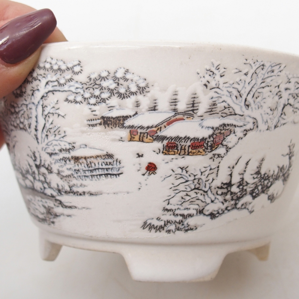 kerámia bonsai tál 12 x 12 x 6,5 cm, fehér színben