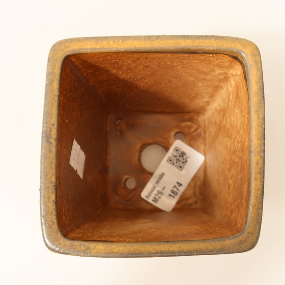 Kerámia bonsai tál, 8,5 x 8,5 x 10,5 cm, barna színű