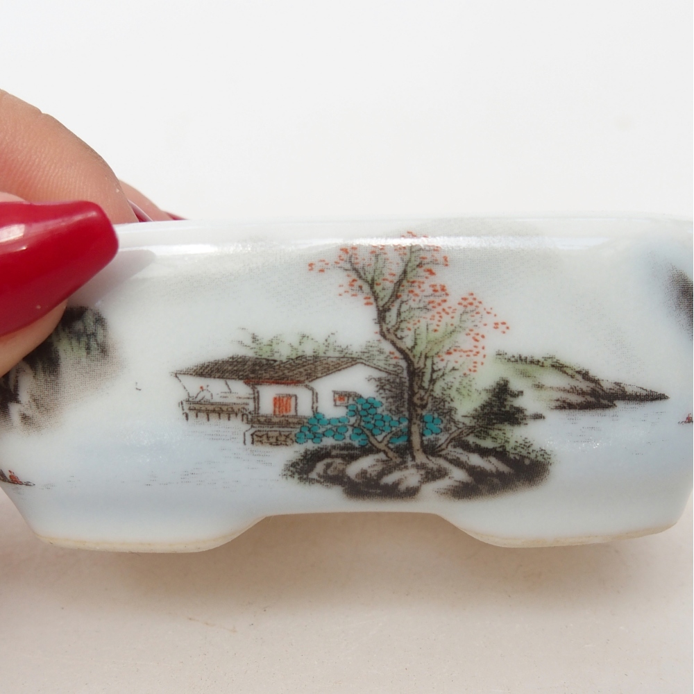 Mini bonsai tál 8 x 6 x 3 cm, fehér