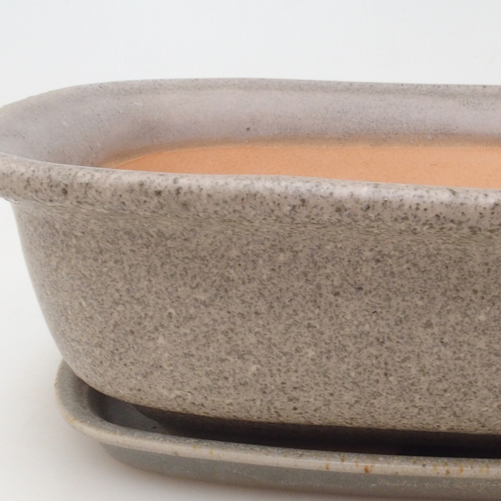 Bonsai tál + csészealj H08 - 25 x 19,5 x 6 cm - bézs színű