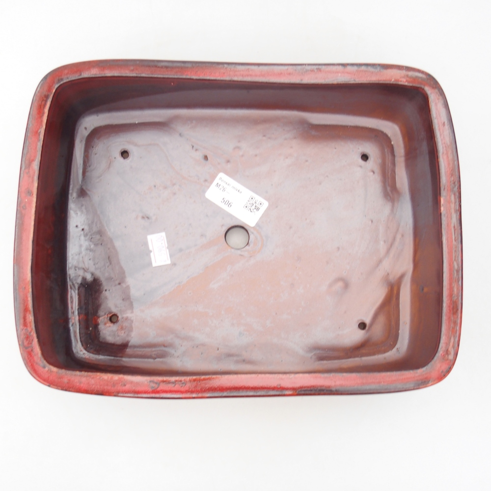 kerámia bonsai tál 26,5 x 20 x 6,5 cm, piros színű