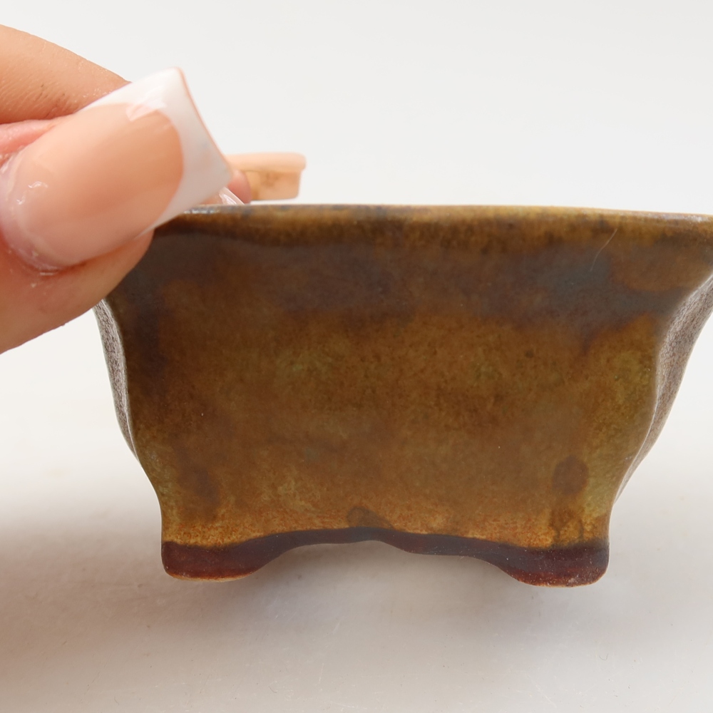 kerámia bonsai tál 7,5 x 7 x 3,5 cm, zöld