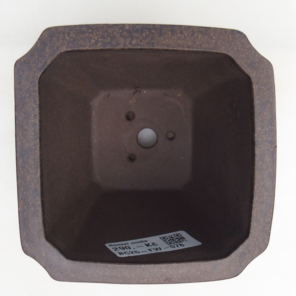 kerámia bonsai tál 10 x 10 x 9,5 cm, színe barnás okkersárga