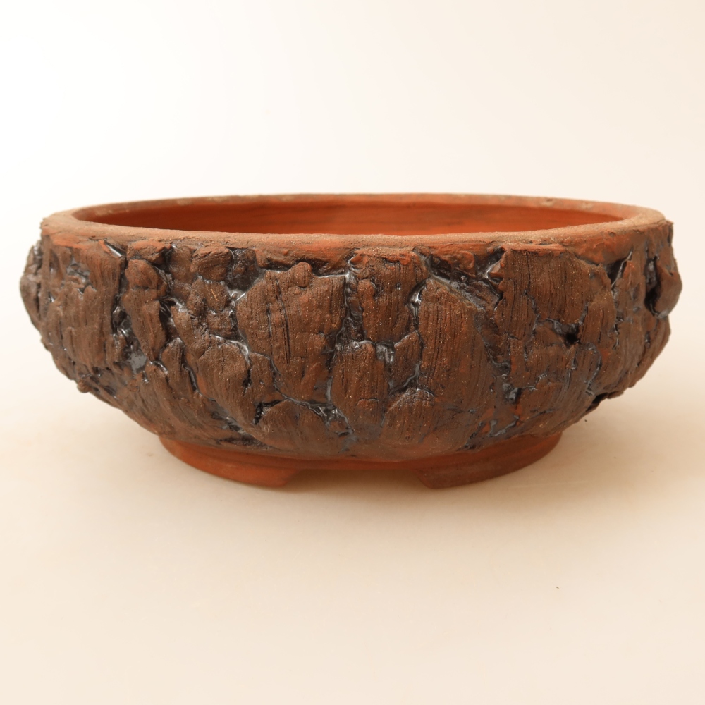 Kerámia bonsai-tál, 17,5 x 17,5 x 6,5 cm, barna színű