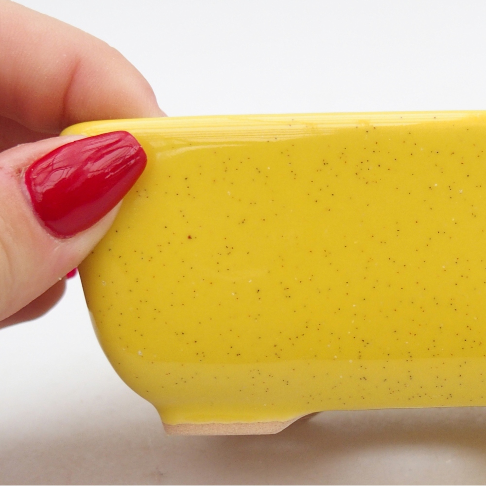 bonsai kerámia tál 10,5 x 7,5 x 4,5 cm, sárga