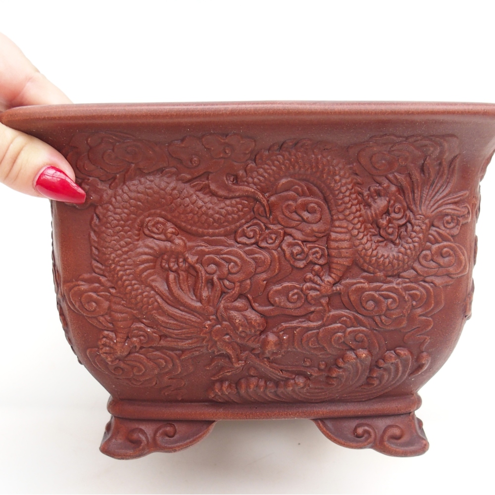 kerámia bonsai tál 21 x 21 x 13,5 cm, barna