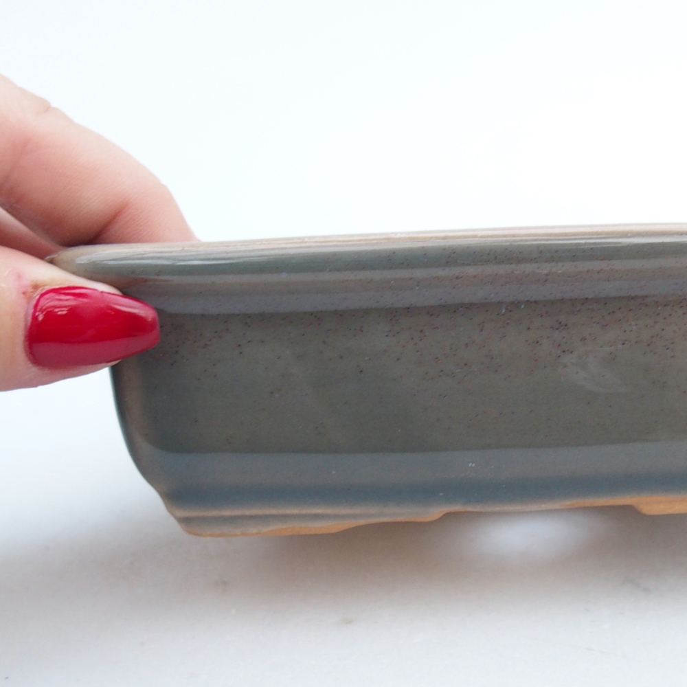 kerámia bonsai tál 14 x 10,5 x 4 cm, szürke