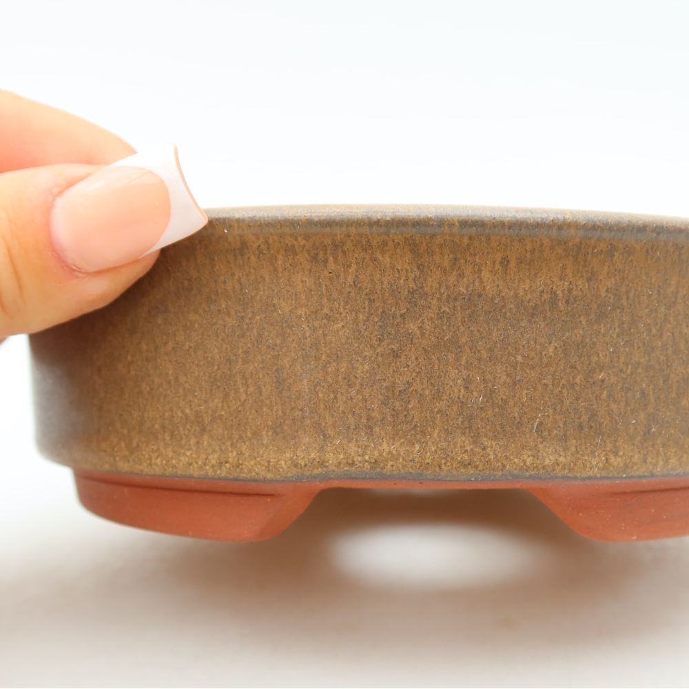 Kerámia bonsai tál, 14,5 x 14,5 x 4,5 cm, barna színű