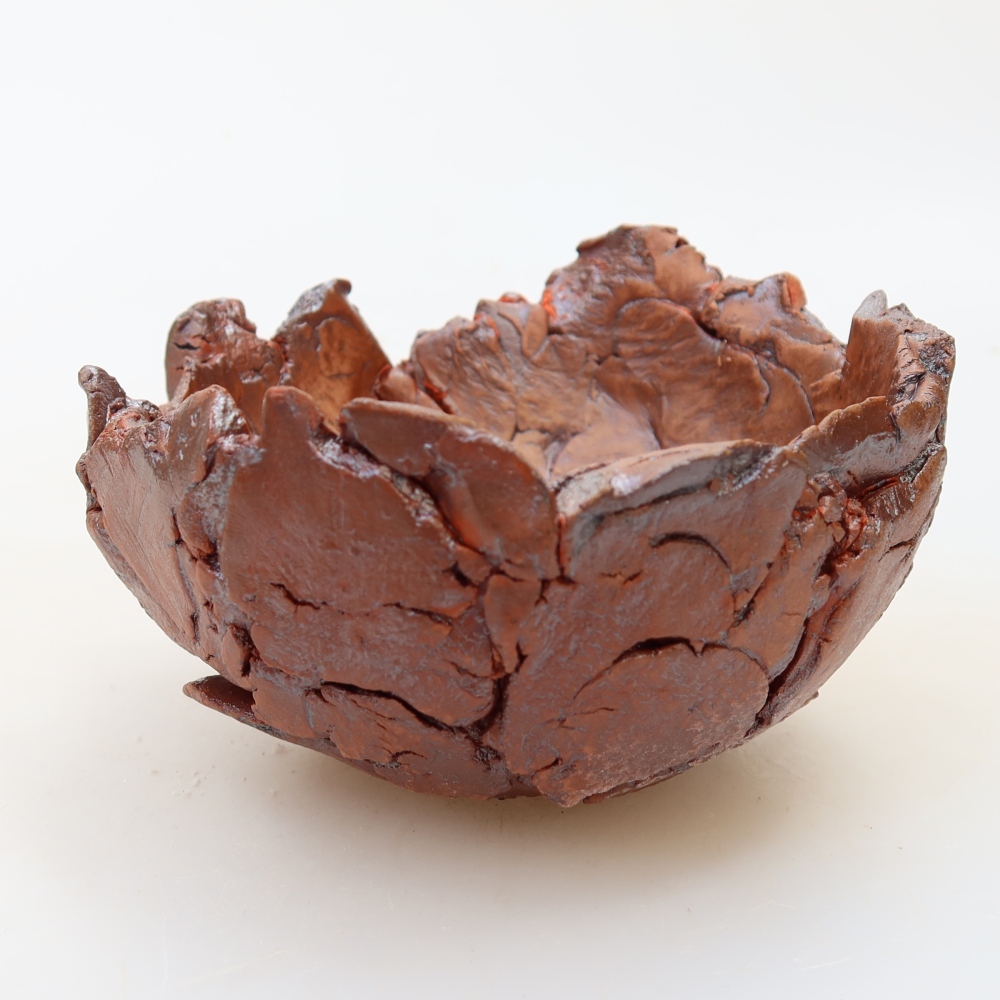 Kerámia héj, 11 x 11 x 7 cm, barna színű