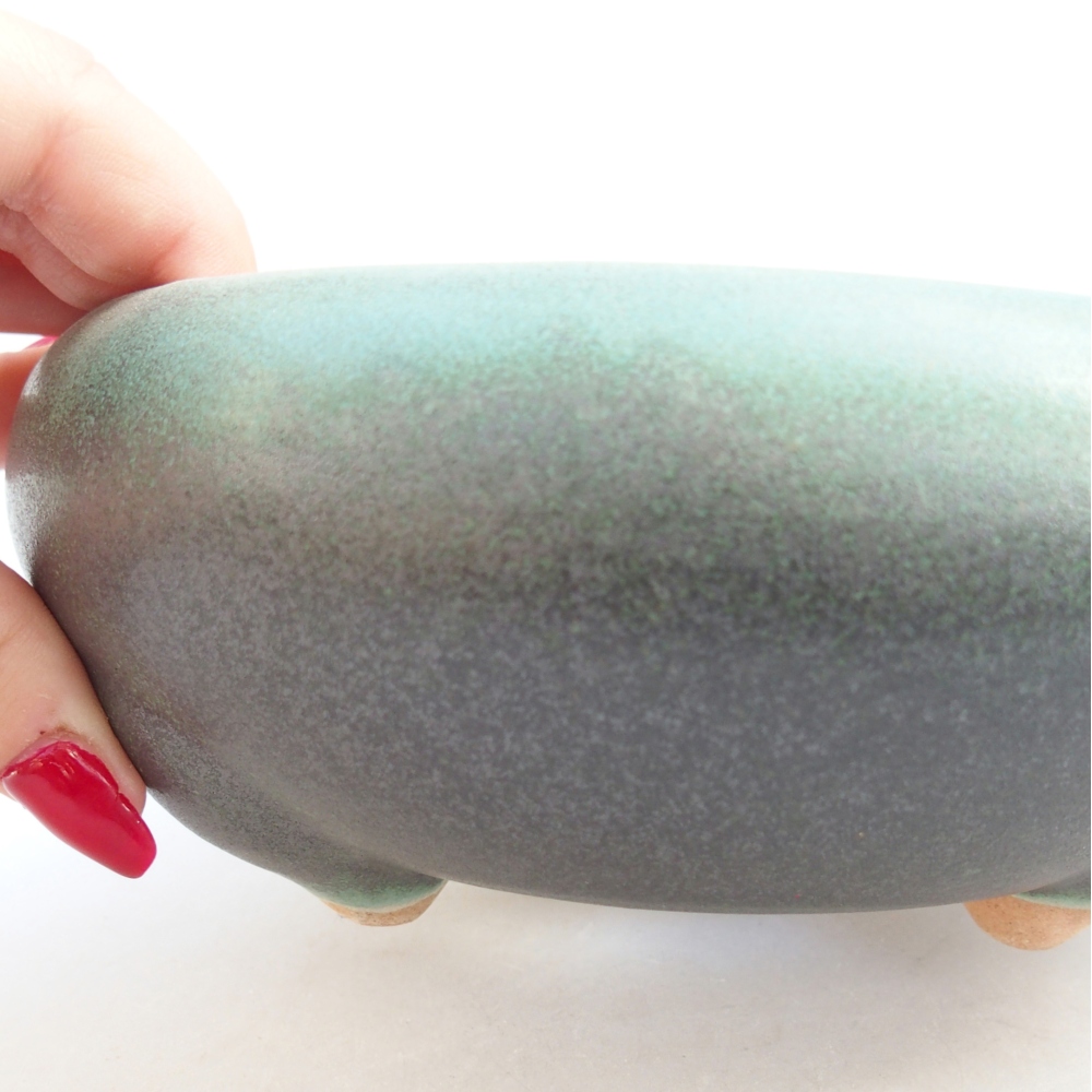 Kerámia bonsai tál 14,5 x 14,5 x 7 cm, zöld