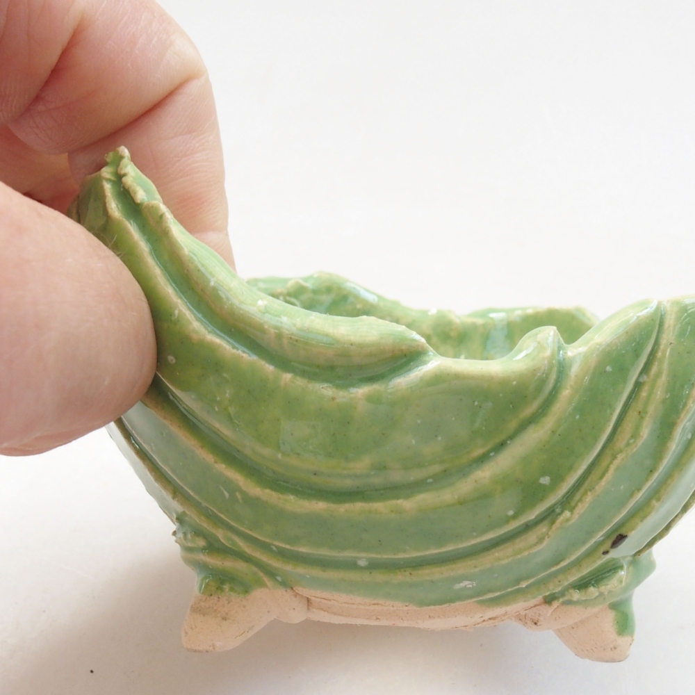 Kerámia kagyló 7,5 x 7 x 5,5 cm , zöld színű