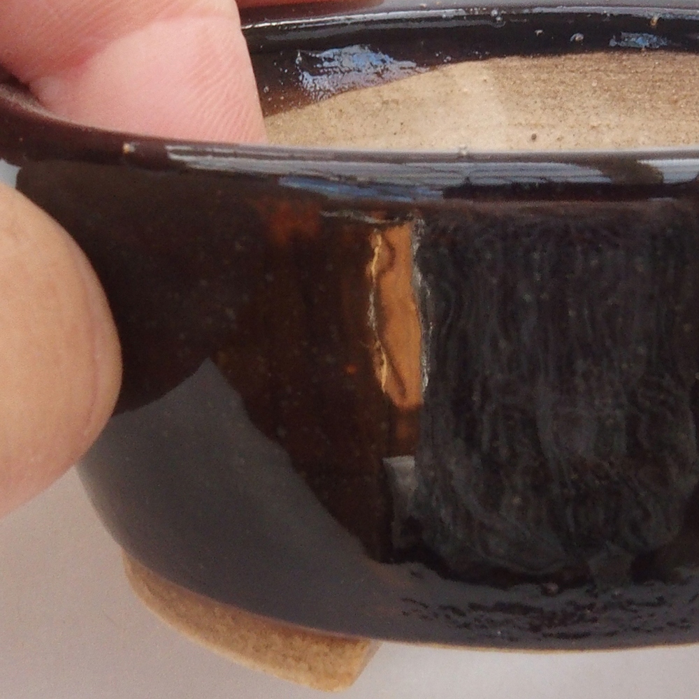 kerámia bonsai tál 10 x 8,5 x 4 cm, barna