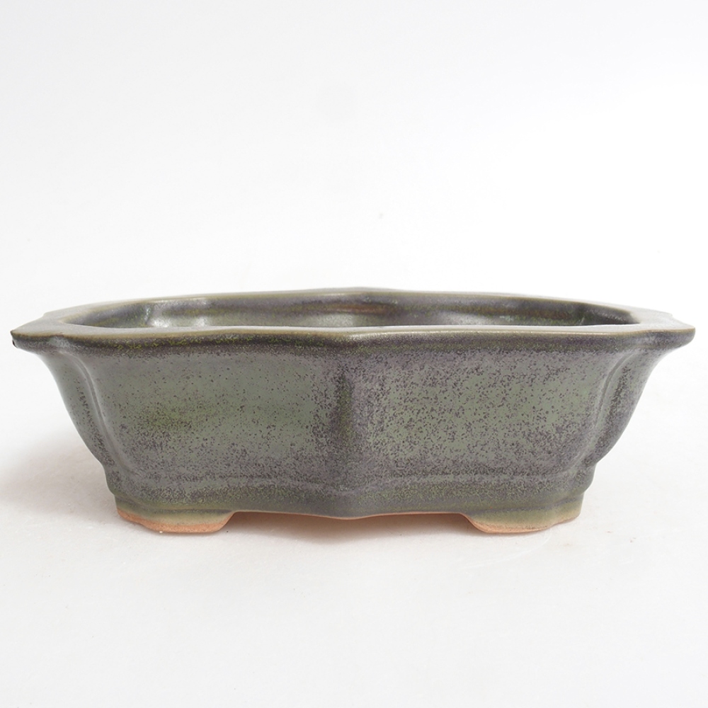 Kerámia bonsai tál 15,5 x 11,5 x 4,5 cm, zöld