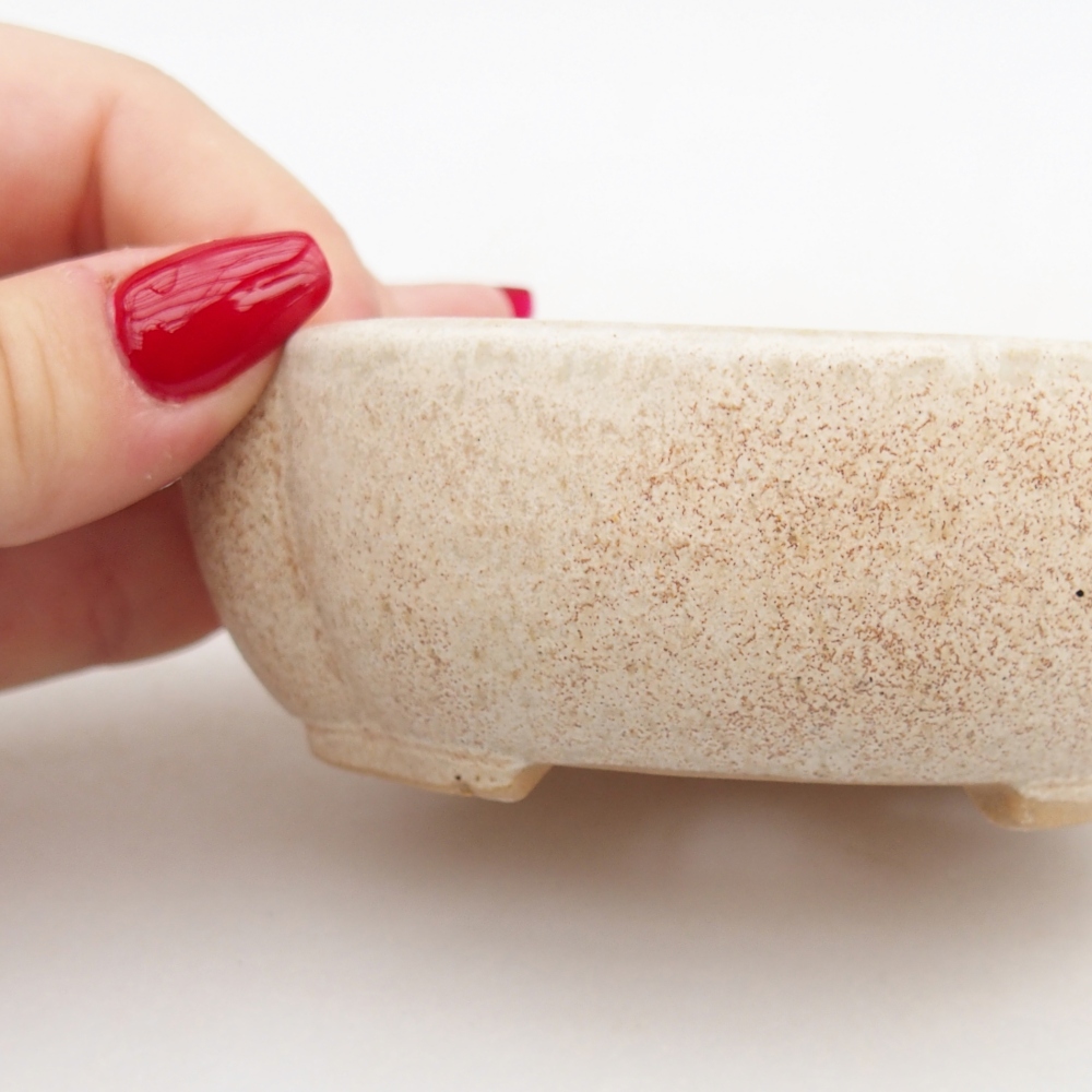 kerámia bonsai tál 10,5 x 9 x 3,5 cm, bézs színben