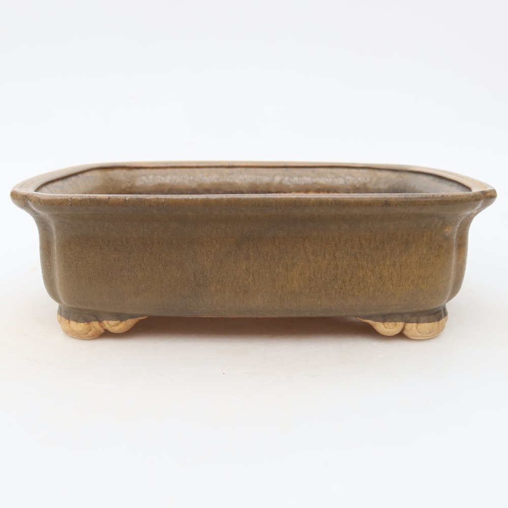 Kerámia bonsai-tál, 20 x 17,5 x 6 cm, barna színű