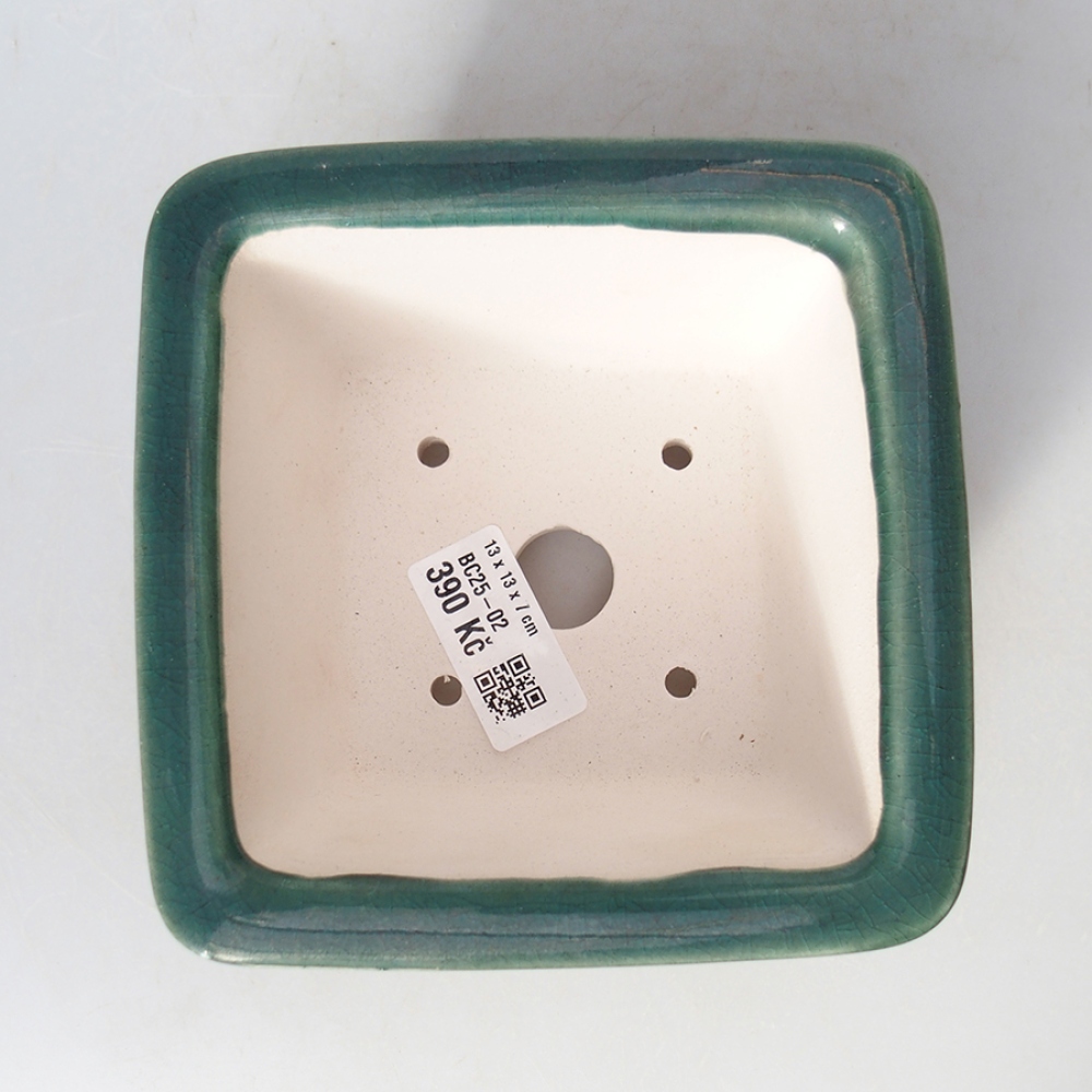 kerámia bonsai tál 13 x 13 x 7 cm, zöld