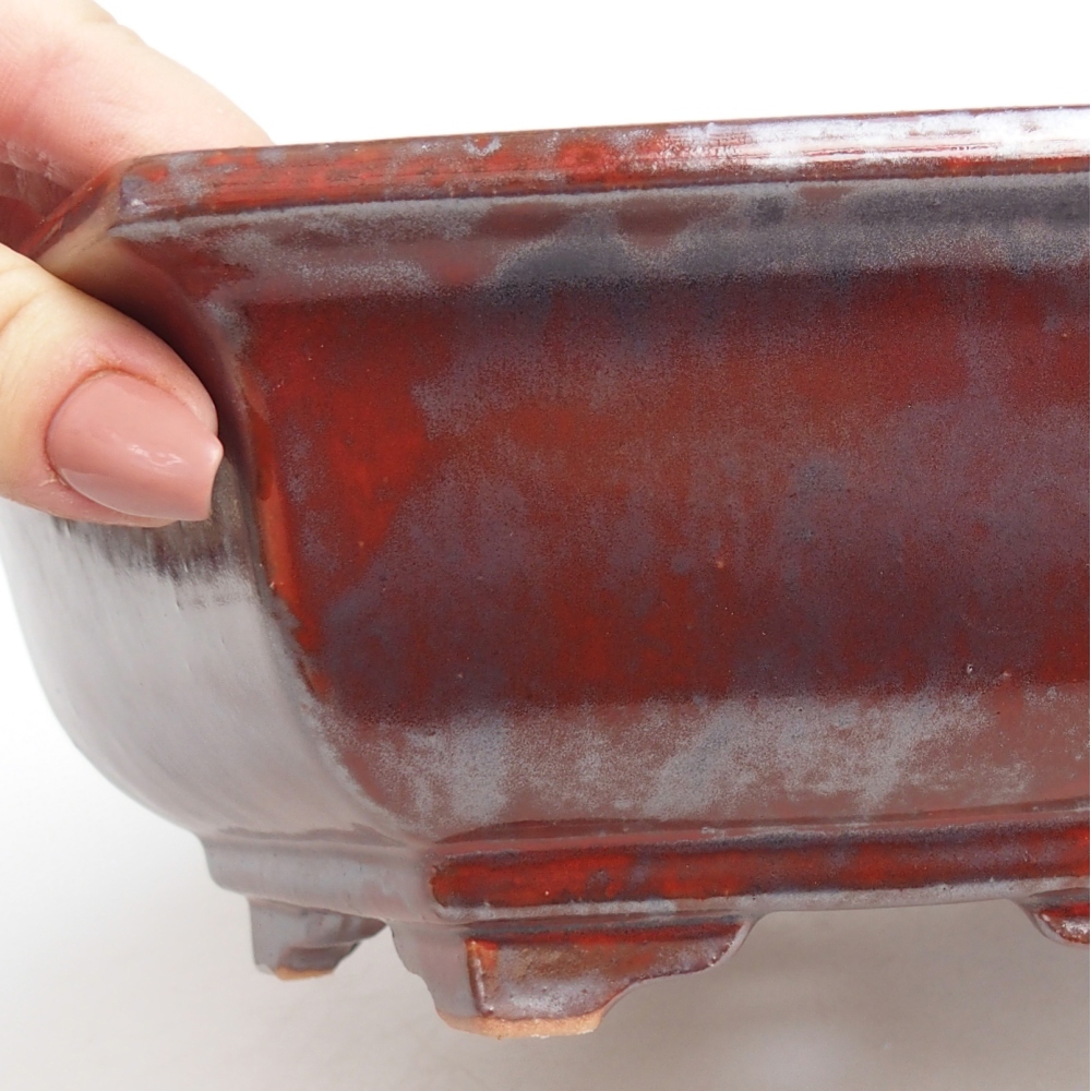 Kerámia bonsai tál 24,5 x 22 x 7,5 cm, fekete-piros színben