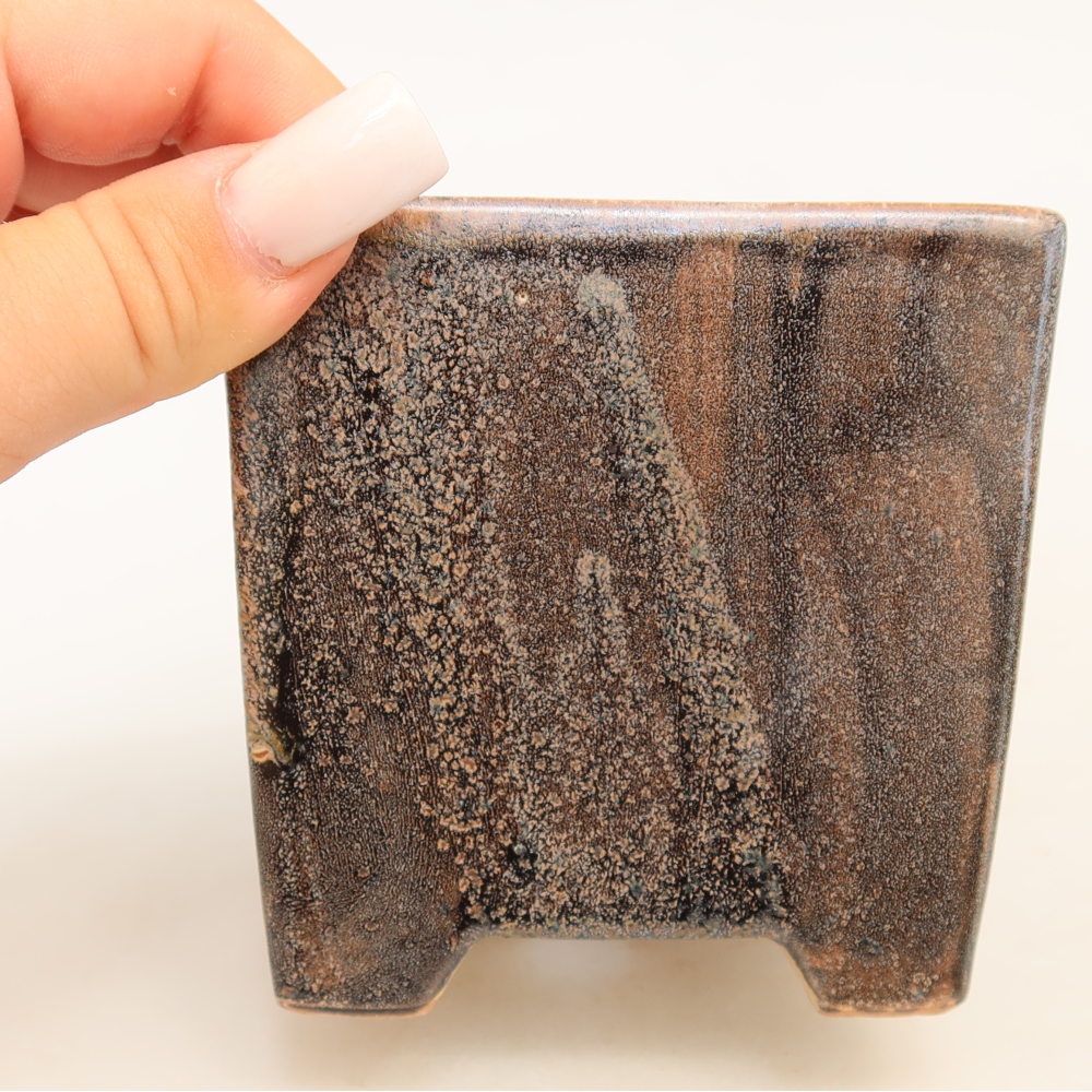 Kerámia bonsai-tál 8,5 x 8,5 x 9 cm, barna színű