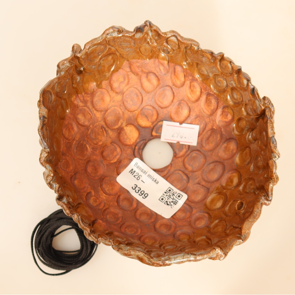Kerámia kokedama-edény, 12,5 x 11,5 x 6 cm, barna színű