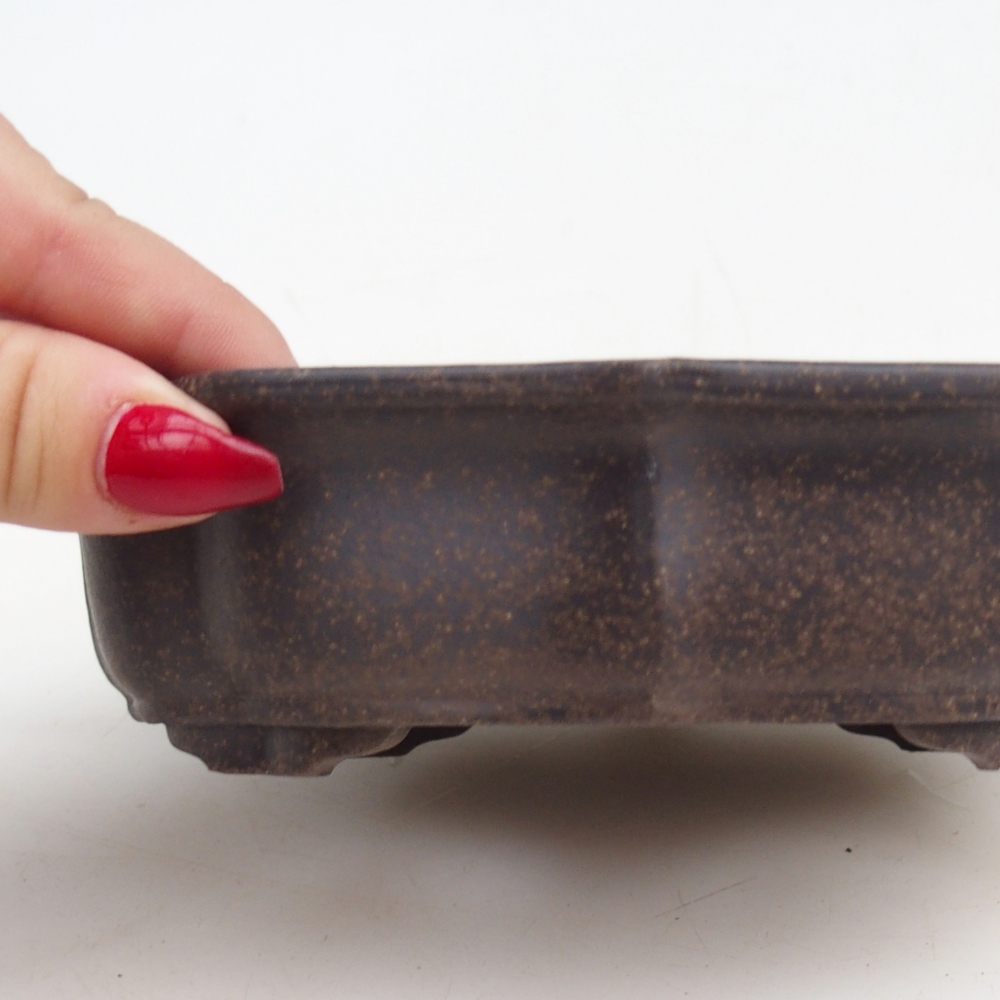 kerámia bonsai tál 16,5 x 13 x 4 cm, színe barnás okkersárga