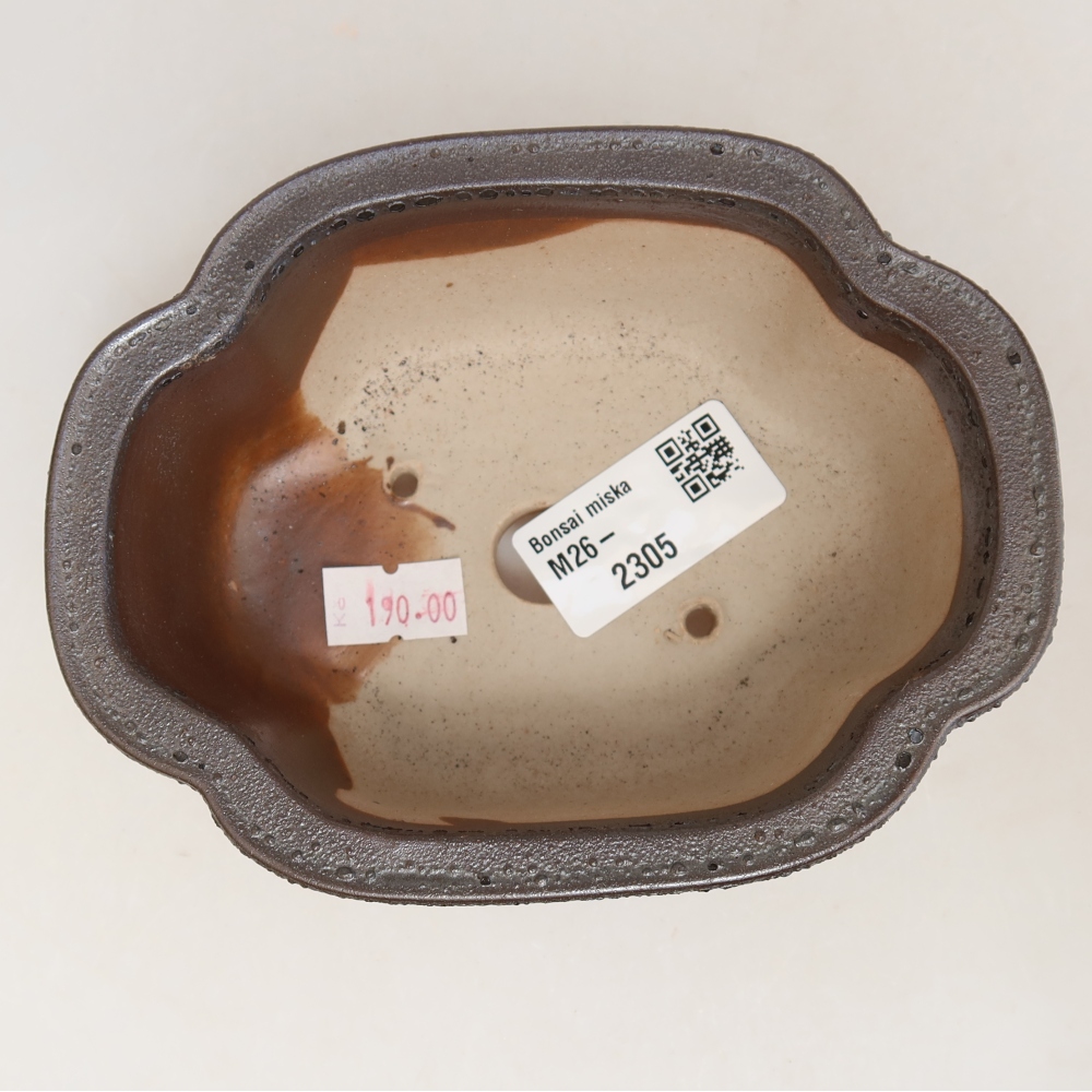Kerámia bonsai-tál 13,5 x 10,5 x 5 cm, fém színű