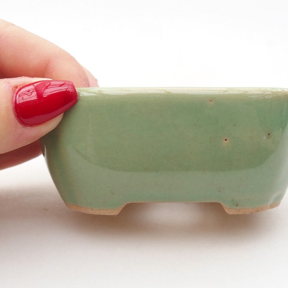 kerámia bonsai tál 8,5 x 7 x 3,5 cm, zöld