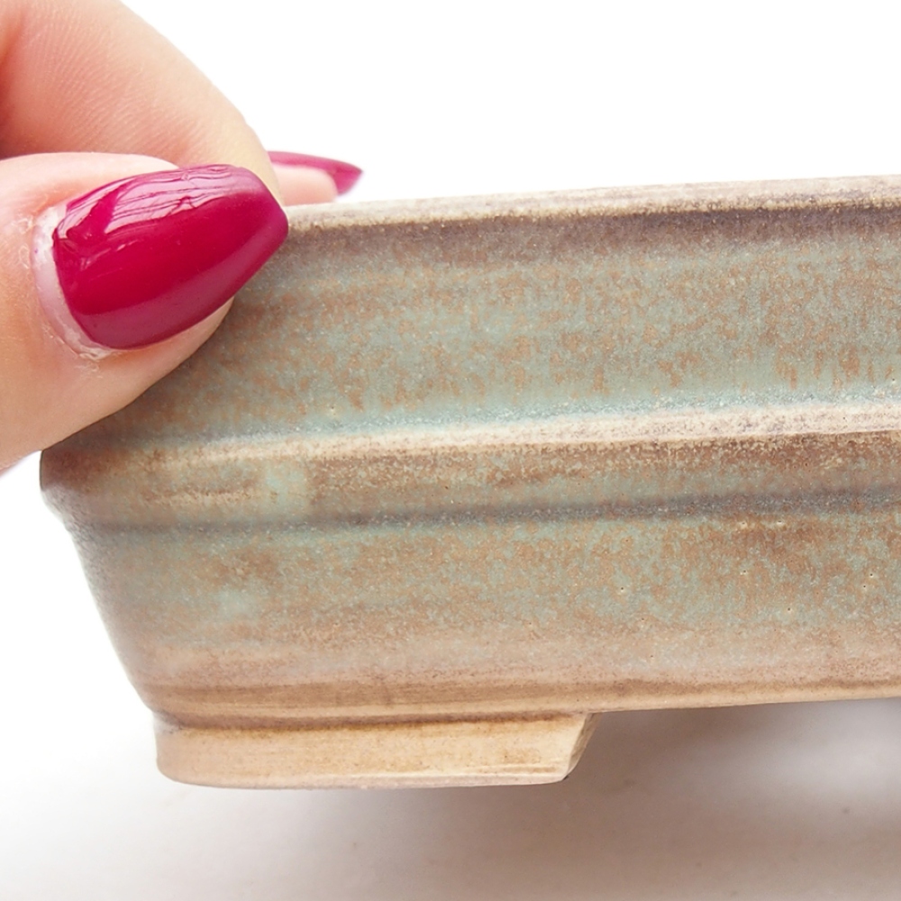 Kerámia bonsai tál 14,5 x 11,5 x 4 cm, zöld