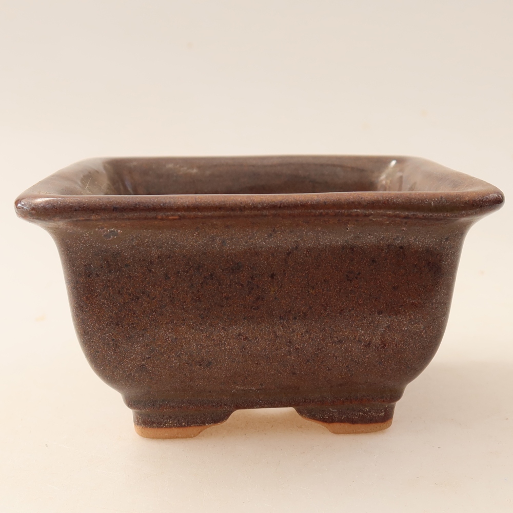 Kerámia bonsai-tál 9,5 x 9,5 x 5,5 cm, barna színű