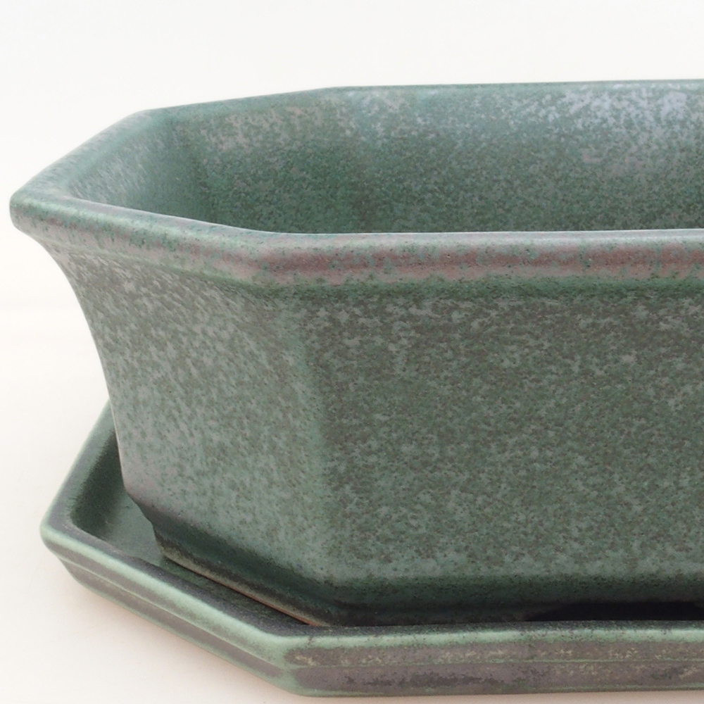 Bonsai tál + csészealj H14 - zöld