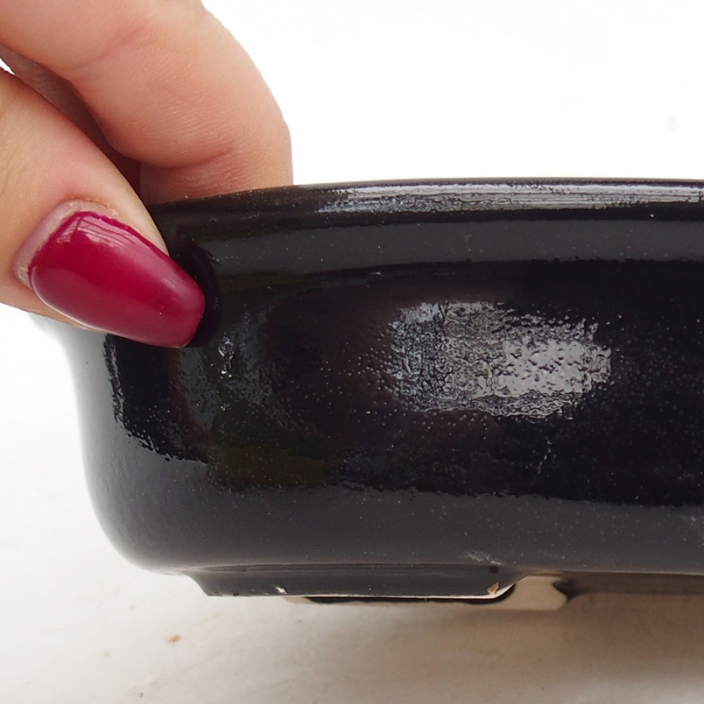 kerámia bonsai tál 15 x 11 x 3,5 cm, fekete színű