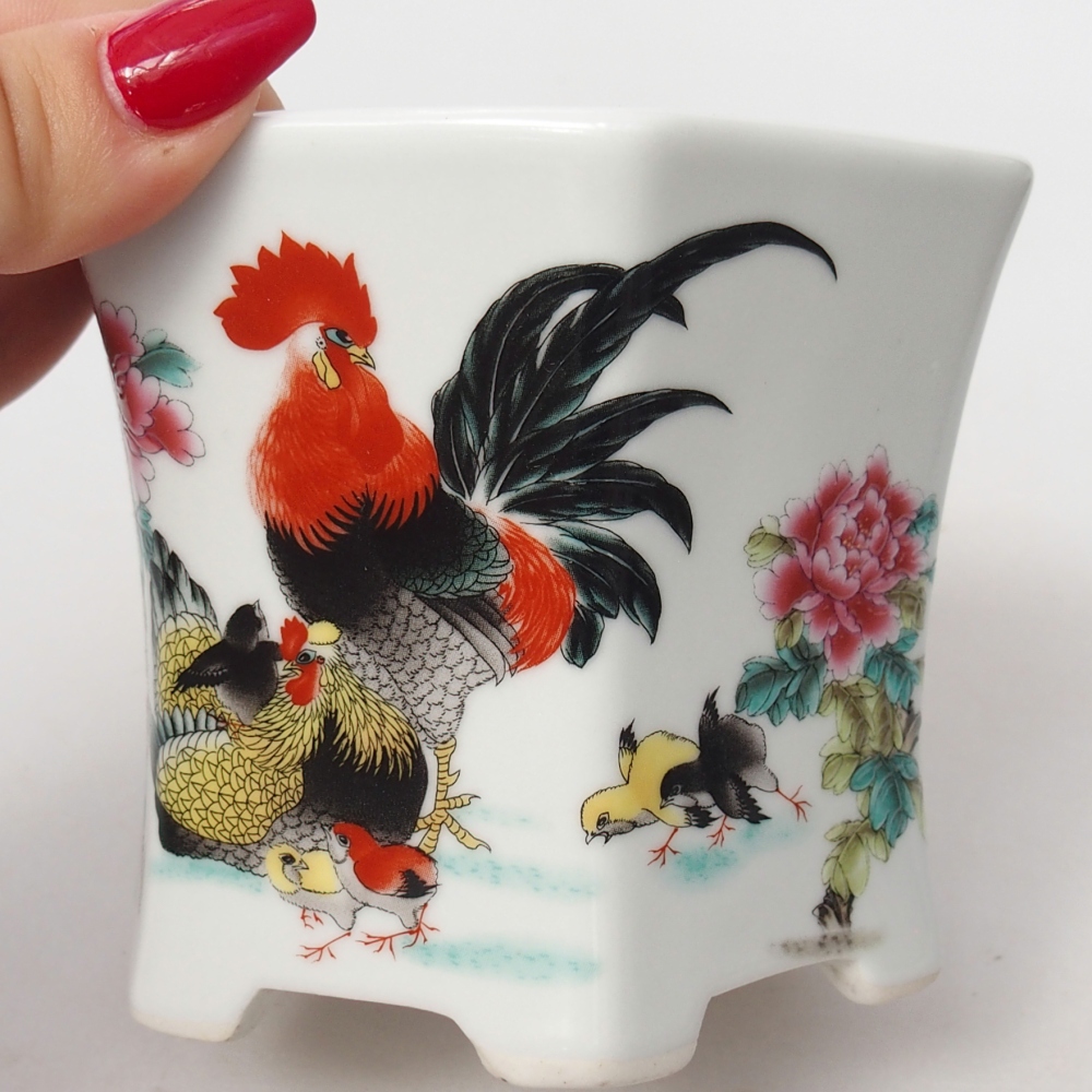 kerámia bonsai tál 10,5 x 9,5 x 9 cm, fehér színben