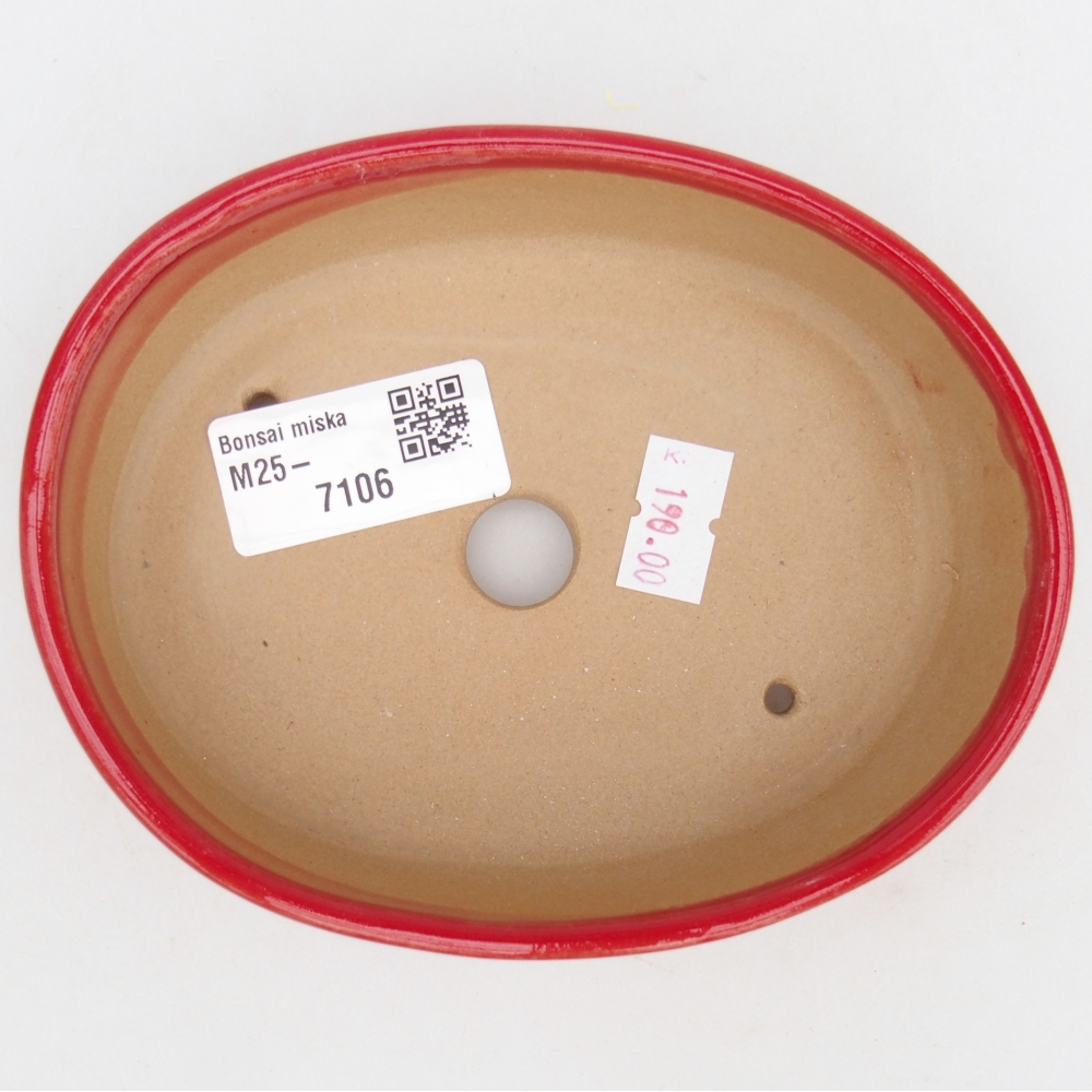 kerámia bonsai tál 12,5 x 10 x 3,5 cm, piros színben