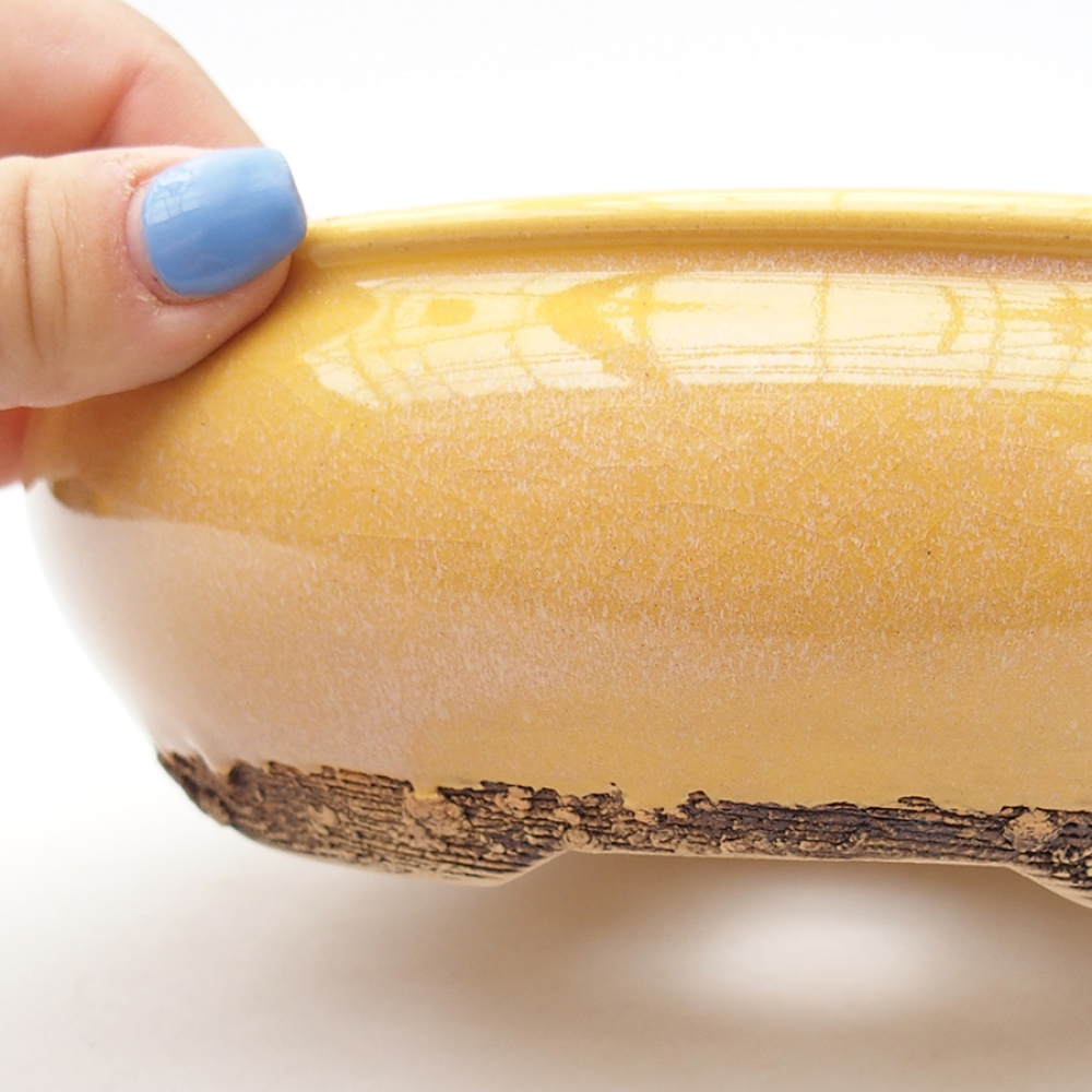 kerámia bonsai tál 18,5 x 18,5 x 6 cm, sárga