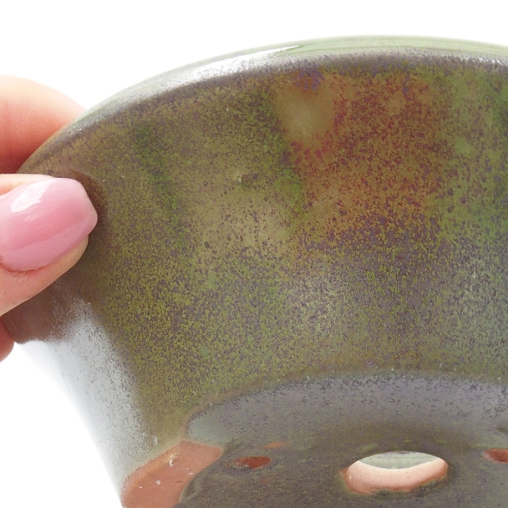 Kerámia bonsai tál 13,5 x 13,5 x 5 cm, zöld