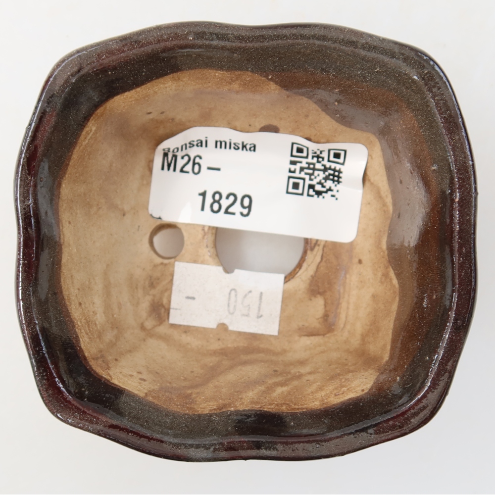kerámia bonsai tál 7,5 x 7 x 3,5 cm, barna