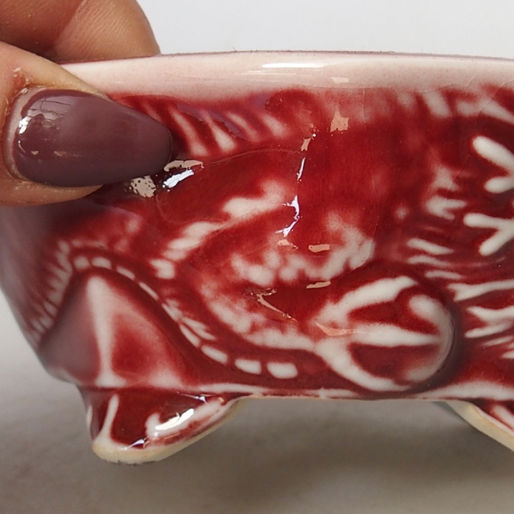 kerámia bonsai tál 11 x 10 x 5 cm, piros színben