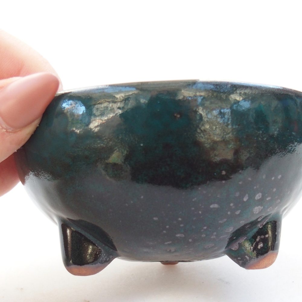 Kerámia bonsai tál 9,5 x 9,5 x 5 cm, zöld