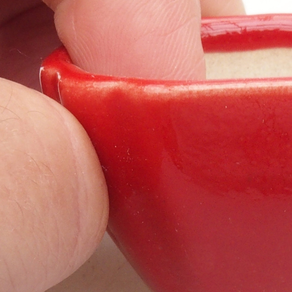 Mini bonsai tál 4 x 4 x 2,5 cm, piros színben