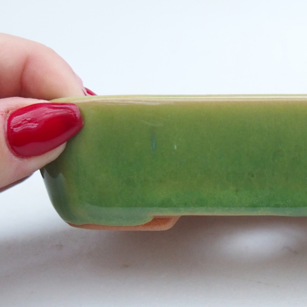 kerámia bonsai tál 12 x 9 x 3 cm, zöld