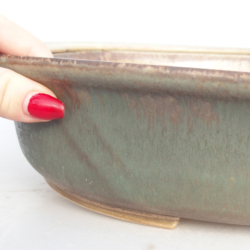 kerámia bonsai tál 32,5 x 28,5 x 7,5 cm, zöld