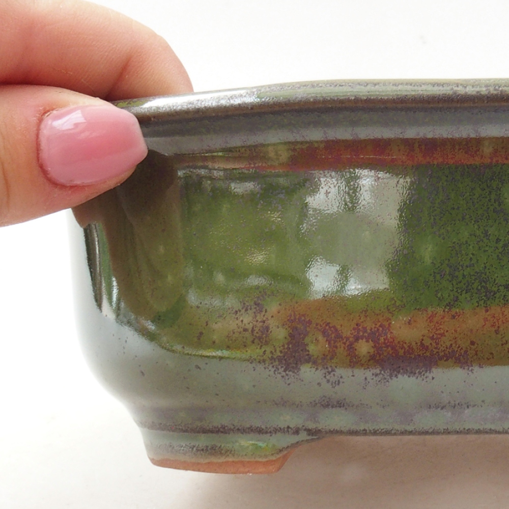 kerámia bonsai tál 15,5 x 12 x 5,5 cm, zöld
