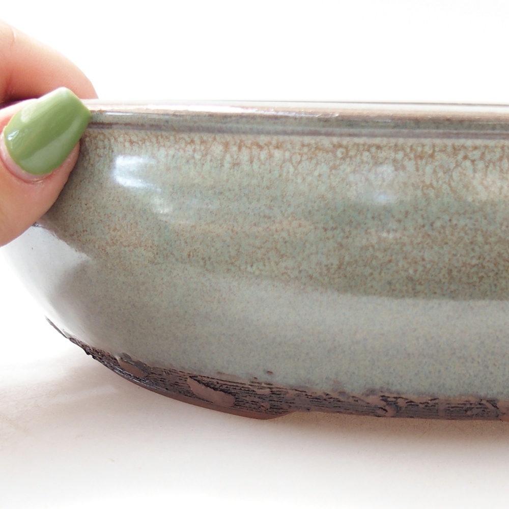 Kerámia bonsai tál 24,5 x 24,5 x 6,5 cm, zöld