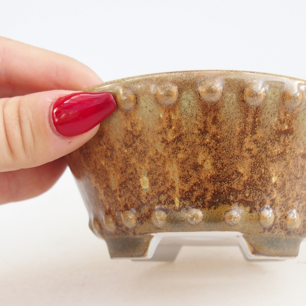 kerámia bonsai tál 10,5 x 10,5 x 5 cm, barna