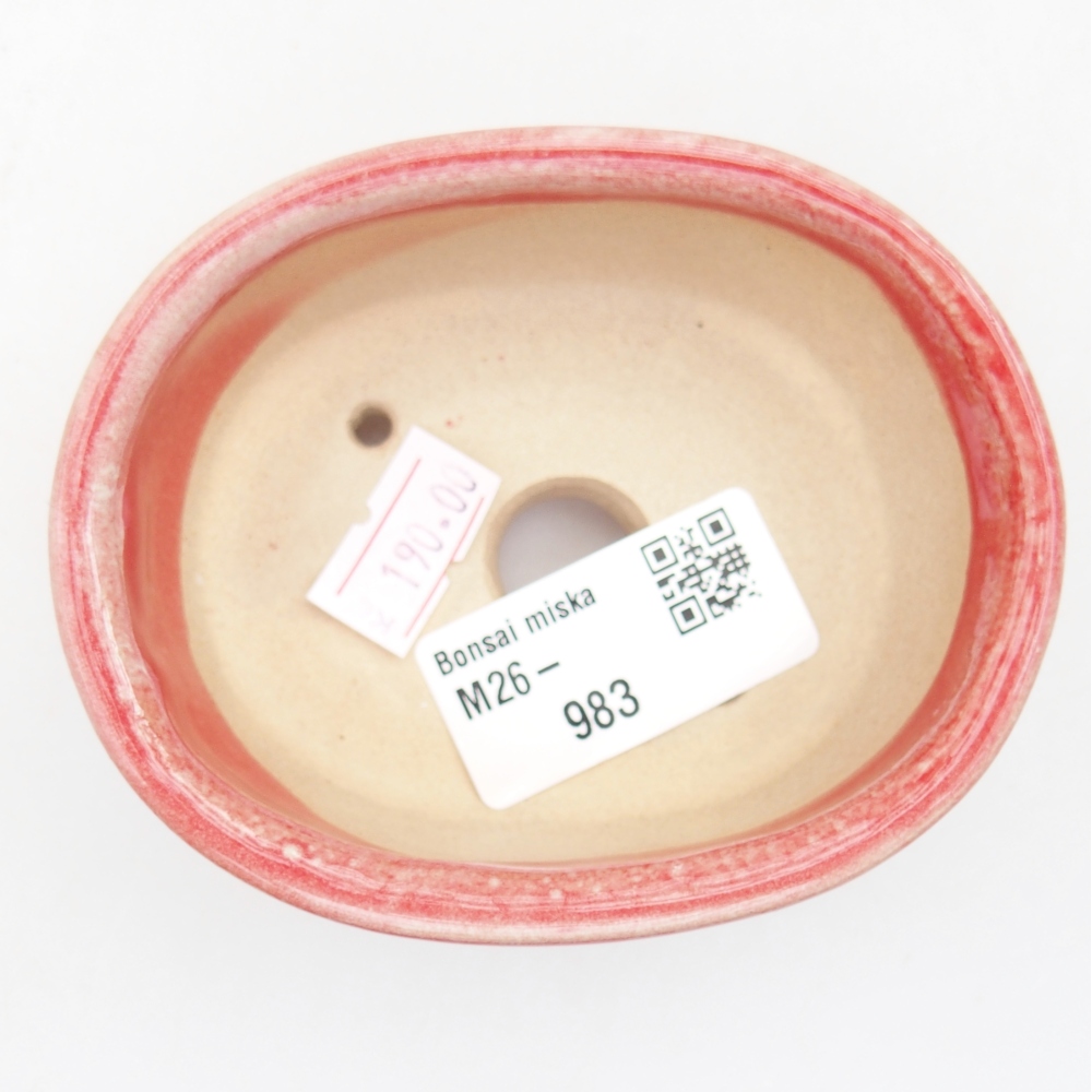 kerámia bonsai tál 9 x 7,5 x 3,5 cm, piros színben