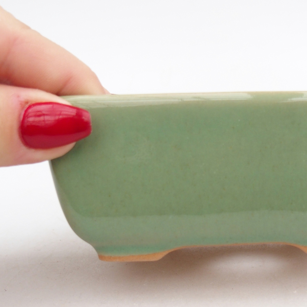 Bonsai kerámia tál 10,5 x 7,5 x 4,5 cm, zöld