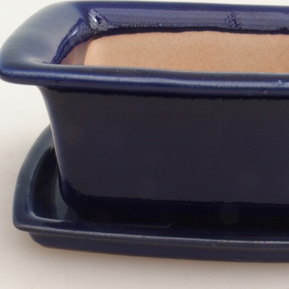 Bonsai tál + csészealj H11 - 11,5 x 10 x 4 cm. - kék