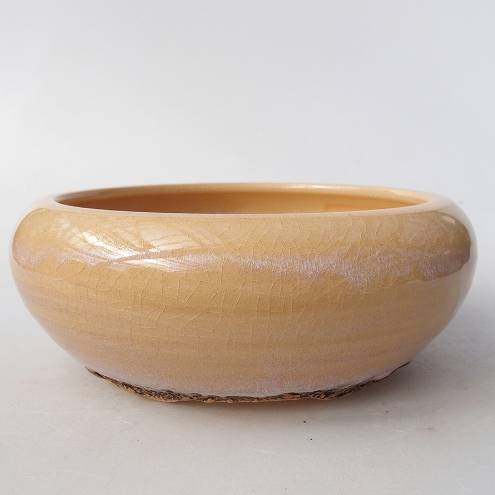 kerámia bonsai tál 18 x 18 x 6 cm, bézs színben