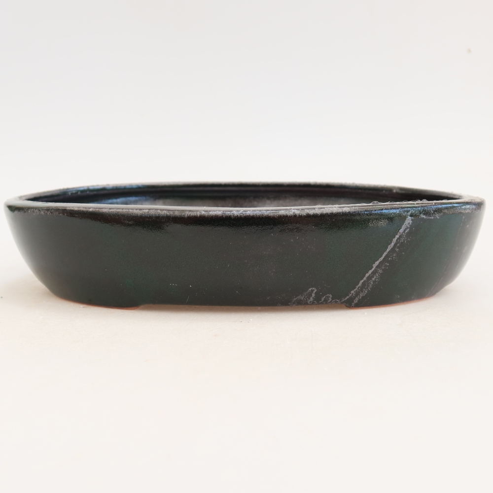 Kerámia bonsai-tál 22 x 17 x 4 cm, zöld színű